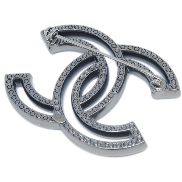 Chanel CC Brooch Pin Silver Rhinestone A14C XX92118 - Picture 3 of 4